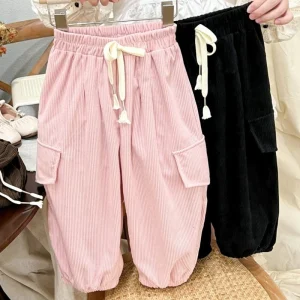 Pantaloni da lavoro per bambini autunnali Pantaloni casual larghi tinta unita Pantaloni da uomo e da donna Pantaloni casual Abbigliamento per bambini versatili 1