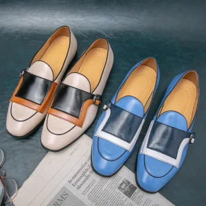 Scarpe eleganti in pelle blu di lusso da uomo di grandi dimensioni 48 Mocassini da uomo fatti a mano di marca Designer casual Oxford Scarpe basse da uomo 1