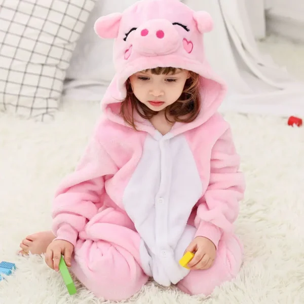 Unicorno Kigurumi per bambini Onesies Inverno Flanella Pigiama caldo Animale Leone Dinosauro Con cappuccio Indumenti da notte Tuta Costumi Cospaly 5