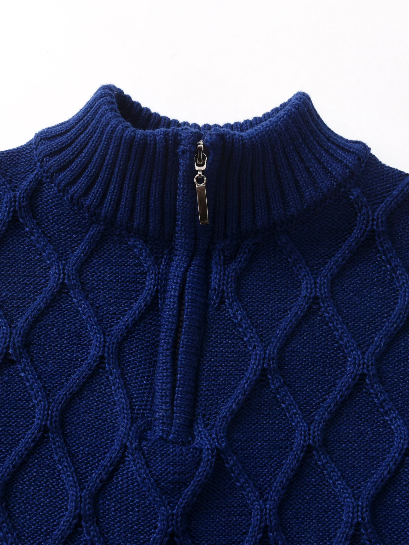 Maglione lavorato a maglia con diamanti a mezza zip in tinta unita stile college da ragazzo adatto per la scuola primavera autunno inverno 6