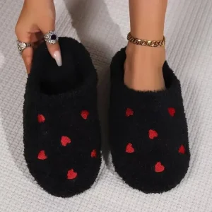 Pantofole a forma di cuore da donna invernali Love Mute Scarpe con suola morbida Indoor Comodo tappeto silenzioso carino Soggiorno leggero 1