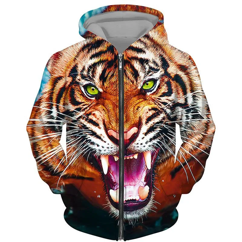 Felpe con cerniera primaverili e autunnali Felpe con cappuccio con cerniera con stampa 3D The Lion da uomo Felpe Abbigliamento casual da uomo Cappotti da donna 3