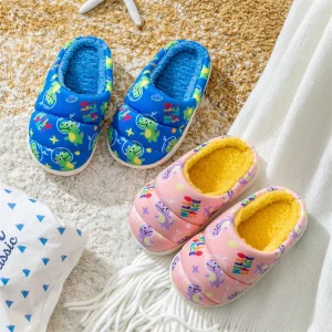 Pantofole di cotone per bambini con stampa di dinosauri del fumetto autunno inverno caldo principessa neonati ragazza donna uomo scarpe da camera da letto per interni 1