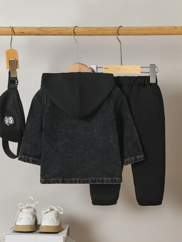 Giacca di jeans vintage alla moda per neonato autunno/inverno in 2 pezzi + pantaloni sportivi sportivi casual 2 tute da gita casual 2