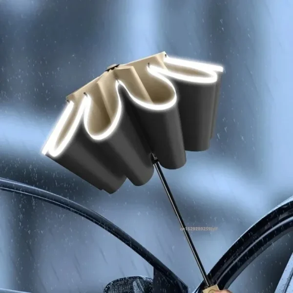 Ombrello da donna per uomo Ombrello pieghevole inverso automatico a 32 ossa con fibbia ad anello Ombrelli UV per sole e pioggia per viaggi in auto 5