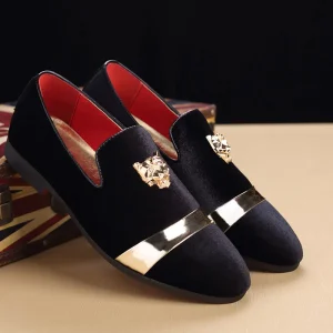Scarpe eleganti da uomo Scarpe da festa di nozze Mocassini Moda Tiger Gold metal Men Flats fabbrica dropshiping all'ingrosso ST359 1
