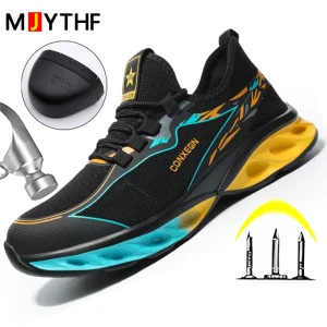 Scarpe antinfortunistiche sportive da uomo Scarpe da lavoro anti-sfondamento anti-perforanti Stivali protettivi con punta in acciaio Scarpe indistruttibili Stivali di sicurezza 1