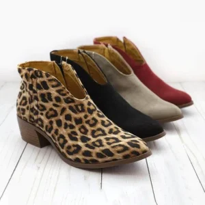 2024 nuovi stivali con tacco alto a punta con tacco spesso scarpe con stampa leopardata da donna stivali da donna Casual comodi all'aperto 1