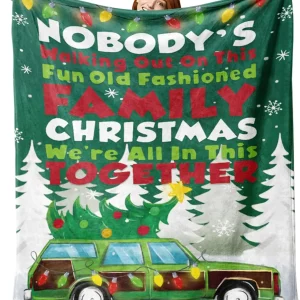 Coperta in flanella di film classici per le vacanze di Natale, coperta per albero di Natale in famiglia, regali per bambini, uomini, donne, auto verde invernale Holi 1