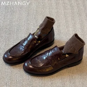 Donne Appartamenti Mocassini Scarpe di Cuoio Del Progettista Retro Scarpe 2024 di Tendenza Autunno Scarpe Classiche Delle Donne Nuovo Vestito Da Passeggio Femme Zapatillas 1