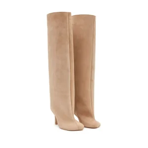 Stivali da donna alti al ginocchio con tacco basso e gamba media autunno e inverno da donna, stivali grandi 34-44 con punta quadrata alla moda 1