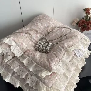 Trapunta in puro cotone di pizzo 200x230 cm Trapunta sottile estiva stampata floreale Coperta trapuntata in garza a doppio strato Biancheria da letto queen size 1