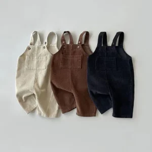 Nuova primavera bambino neonate ragazze velluto a coste solido bretella pagliaccetto morbido bambini basic tutina tuta abbigliamento 1