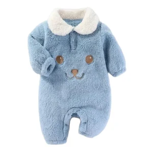 Autunno Inverno Carino Neonato Caldo Body Del Bambino Manica Lunga Orso Pagliaccetti Per Infantile Morbido Pile Tuta Homewear Vestiti 1