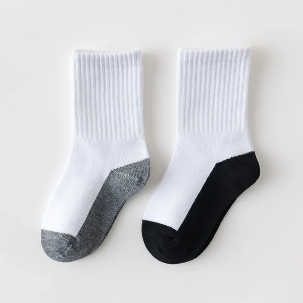 5 paia/lotto Autunno Inverno Bambini Calzini di cotone Bambini Adolescenti Moda Nero Bianco Per 1-12 anni Studente Calore Neonata Ragazzo Calzini 1