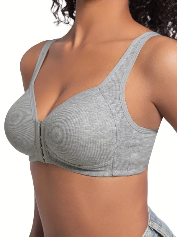 Reggiseno da donna Chiusura frontale senza ferretto Tinta unita Coppe fisse a copertura totale Più considerate per persone di mezza età e anziane individuali 3