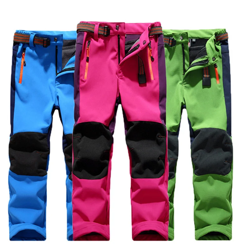Pantaloni impermeabili per bambini all'aperto Pantaloni caldi Leggings da arrampicata sportivi antivento Patchwork Soft Shell Abiti abbigliamento per bambini 3