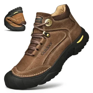 Scarpe da uomo comode in vera pelle invernale marrone Stivali da uomo di marca di lusso di moda Nuovo design Stivali da trekking all'aperto Stivali casual da uomo 1