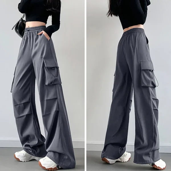 Pantaloni cargo larghi sottili estivi Donna 2025 Streetwear Pantaloni da paracadute a vita alta Donna Moda Pantaloni larghi a gamba larga Pantaloni da donna 3