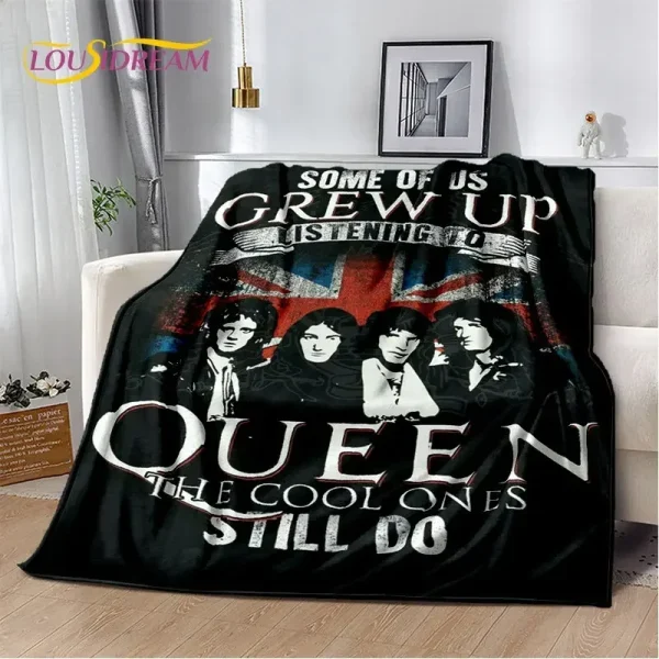 Coperta morbida in peluche Freddie Mercury Queen-Rock-Band, coperta in flanella per soggiorno, camera da letto, divano letto, copertura da picnic 2
