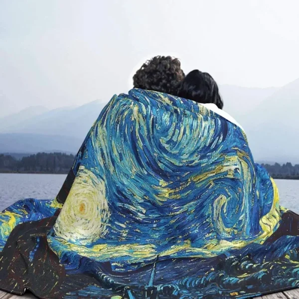 Van Gogh Art Throw coperta Starry Night flanella coperta in pile Super Soft Warm per biancheria da letto divano divano coperta in peluche per regalo 4