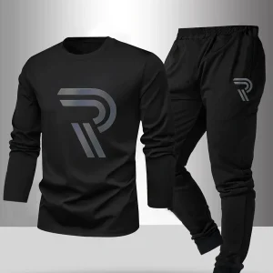 Set da 2 pezzi di pigiama da uomo per la primavera estate autunno inverno pantaloni a maniche lunghe modello geometrico camicia base set completo da casa 1