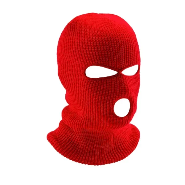 Cappelli in maglia integrale antivento per moto invernale Maschera da sci da uomo Passamontagna in lana calda ricamato Cappelli invernali Maschera da sci a 3 fori lavorata a maglia 5