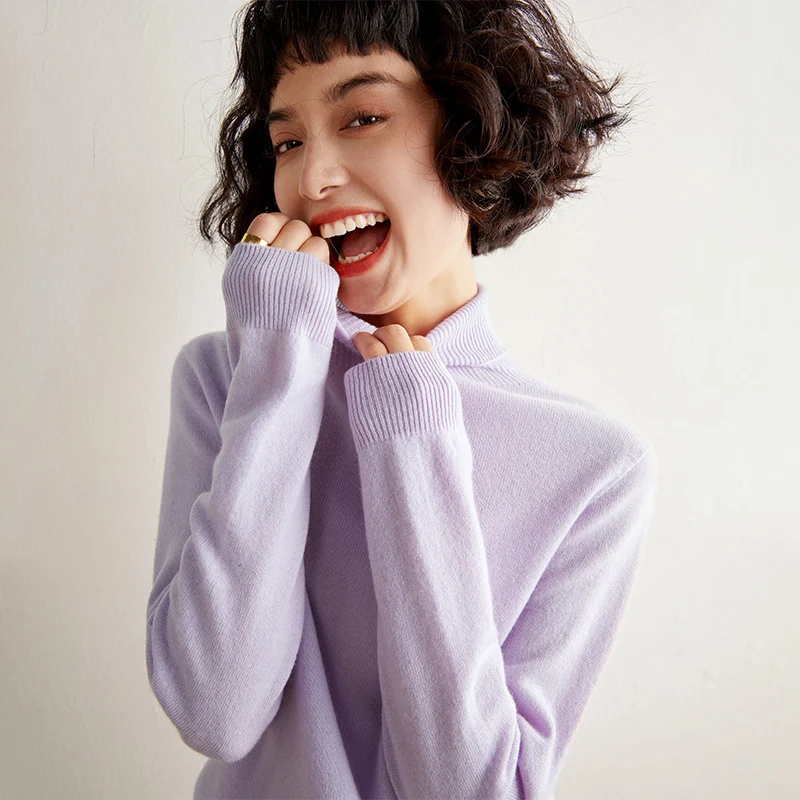 Autunno e inverno nuovo maglione da donna 100% puro cashmere lavorato a maglia pullover a collo alto morbido tinta unita top da donna di vendita caldo 6