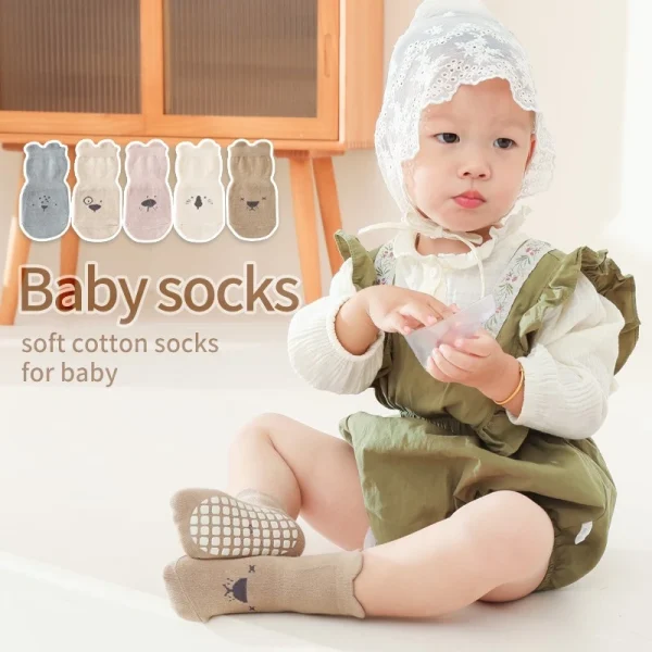 Simpatico cartone animato Primavera Autunno Calzini da pavimento in cotone per bambini Bambino Ragazzi Ragazze Cartoon Calzini antiscivolo per interni Accessori per bambini 1-5 anni 5