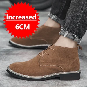 Nuovi stivali da uomo Chelsea stile britannico punta tonda scarpe da lavoro con suola spessa 6 cm scarpe basse in pelle stivaletti versatili da esterno 1