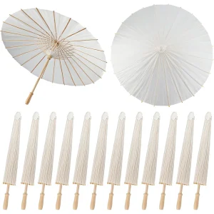 6PCS Ombrellone Ombrelli Foto di Nozze Cosplay Prop 40/60/80cm Ombrello di Carta FAI DA TE Ombrello Bianco Estate Bianchi Partito Beach Decor 1