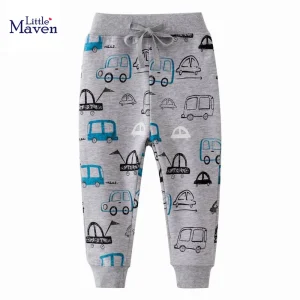 Little maven autunno abbigliamento per bambini veicoli per cartoni animati Toddler Boys pantaloni pantaloni sportivi per bambini pantaloni Casual in cotone 1