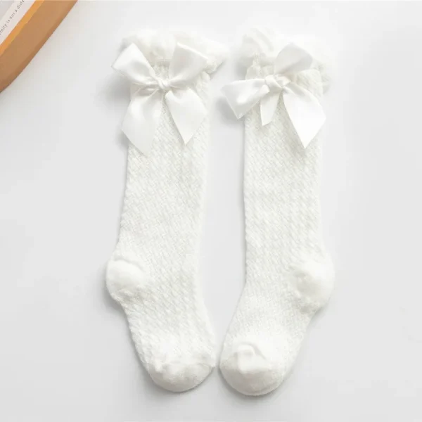 1 paio per neonate calzini estivi per bambini calzini lunghi alti al ginocchio bambini papillon fuori calzini in rete di cotone calzini solidi morbidi e sottili per neonati 6