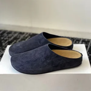 Pantofole con punta tonda Ciabatte piatte in pelle scamosciata da donna Scarpe da donna Scivoli da esterno giornalieri Mezze pantofole con suola spessa Donna 1