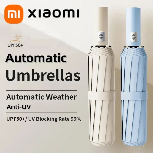 Xiaomi Mijia 24 Bone ombrello automatico Anti UV pioggia sole pieghevole ingrandisci rinforza colla nera multicolore antivento di grandi dimensioni 1