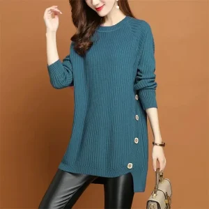 Cappotto maglione lungo da donna Primavera Autunno Inverno 2025 Nuovo pullover Giacca femminile Moda Marea Maglieria Camicia che tocca il fondo Top da donna 1