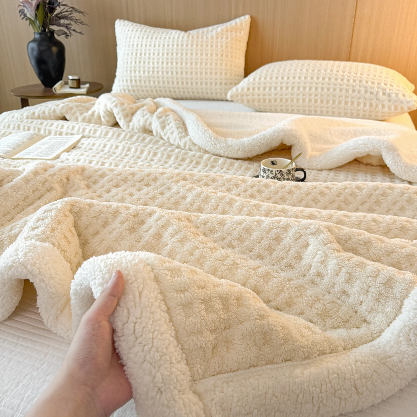 Autunno Inverno Spessore Caldo Coperta In Pile Doppio Strato di Lana D'agnello Artificiale Coperte per Divano o Letto Queen Doppio Piumino 3
