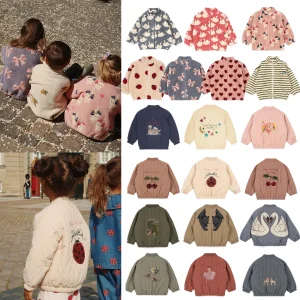 2024 autunno KS neonati maschi cartone animato cotone pile Outwear bambini vestiti invernali bambino ragazze giacca in lana d'agnello bambino ricamo cappotto 1