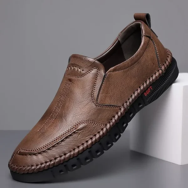 Scarpe slip-on da uomo in vera pelle cucite a mano Occasioni formali da lavoro Calzature per feste di matrimonio Scarpe da tavolo ufficiali per il tempo libero 3