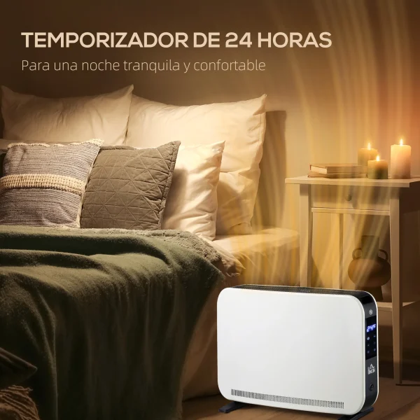 Riscaldatore elettrico HOMCOM 1830-2180W con 3 modalità di riscaldamento bianco 6