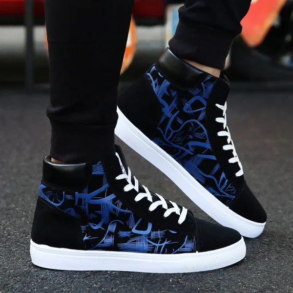 hot9 Scarpe da ginnastica alte da uomo Scarpe di tela Scarpe da strada cool Scarpe da ginnastica da uomo giovane Nero Blu Rosso Scarpe causali da uomo 5