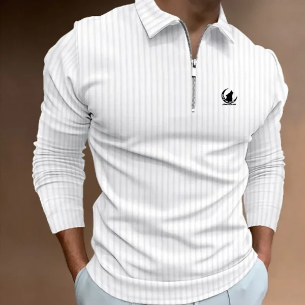 Abbigliamento uomo nuova Polo a righe con cerniera a maniche lunghe. 2
