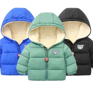 Giacca invernale in pile per neonati per bambini Cappotto con cerniera orso cartone animato Autunno Ragazzo caldo piumini con cappuccio Capispalla per bambini Abbigliamento 1