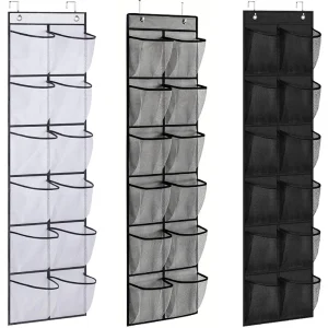 12 tasche sopra la porta organizer per scarpe grandi tasche a rete con 2 ganci borsa portaoggetti per scarpiera in tessuto trasparente per camera da letto 1