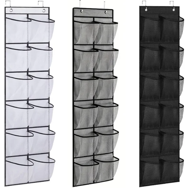 12 tasche sopra la porta organizer per scarpe grandi tasche a rete con 2 ganci borsa portaoggetti per scarpiera in tessuto trasparente per camera da letto 1