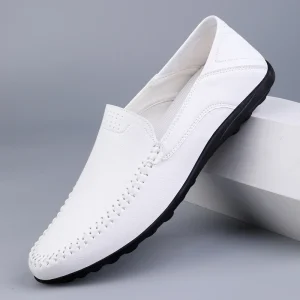 Scarpe da uomo in pelle di lusso Casual 2023 Mocassini da uomo morbidi italiani Mocassini fatti a mano Slip traspirante su scarpe da barca Zapatos Hombre 1