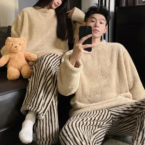 DAIMELU set di indumenti da notte coppia pigiama da donna autunno e inverno corallo pile flanella addensata calda tuta da uomo loungewear maschile 1