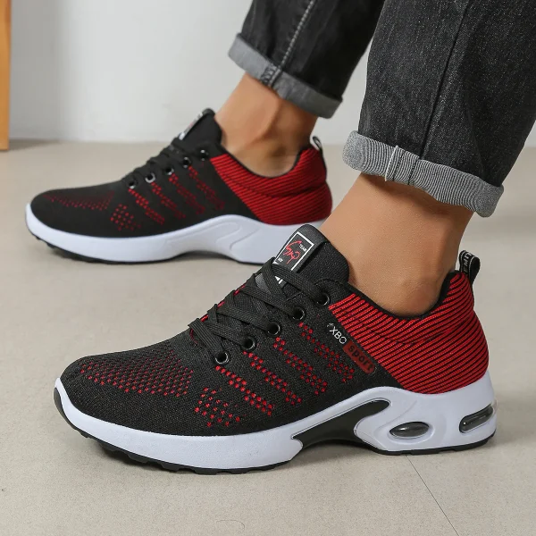 Scarpe da corsa stringate super traspiranti alla moda da uomo - Comfort antiscivolo, resistente e con cuscino - Scarpe da ginnastica alla moda da uomo - immagine 2