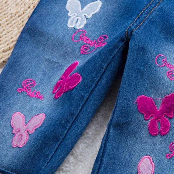 IENENS Salopette per neonata Pantaloni per bambini Salopette in denim Ricamo Pantaloni a farfalla Tuta per neonato 0-4 anni Vestiti 4
