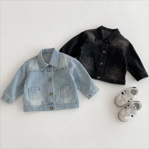 Neonate Autunno Giacca di jeans Bambini Primavera Lavato Jean Cappotto per ragazze Dolce principessa Capispalla Bambini Casual Top Abbigliamento 1-6Y 1